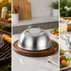 BBQ Dome Cover Stainless Steel Griddle with Handle Brushed Grill Lid for Backyard Cooks,
