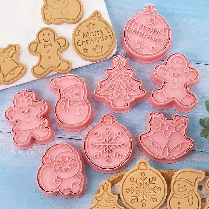 Christmas Cookie Cutter 3D Cartoon Press Fondant Baking Mold Durable Kitchen Tool Holiday Party Supplies Christmas Baking Tools