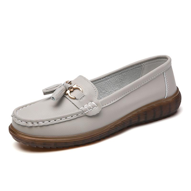 Versatile tassel leather soft-soled Doudou shoes medium old mother shoes non-slip pregnant women's single shoes