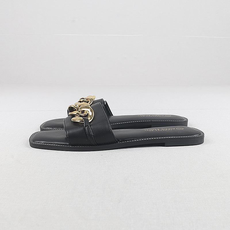 Fashion Shoes Woman 2025 Slippers Soft Comfort Flat Slides Casual Chain Leisure Flat Shoes Female Ladies' Slippers Soft Chain Slides Cas