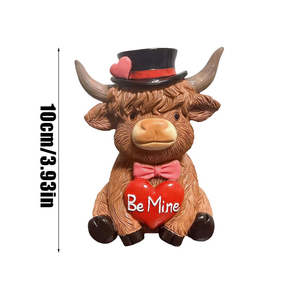 Highland Cow Love Valentine s Day Decorations Cute Resin Valentine s Day Decorations Cow Small Figurines Desk Decor