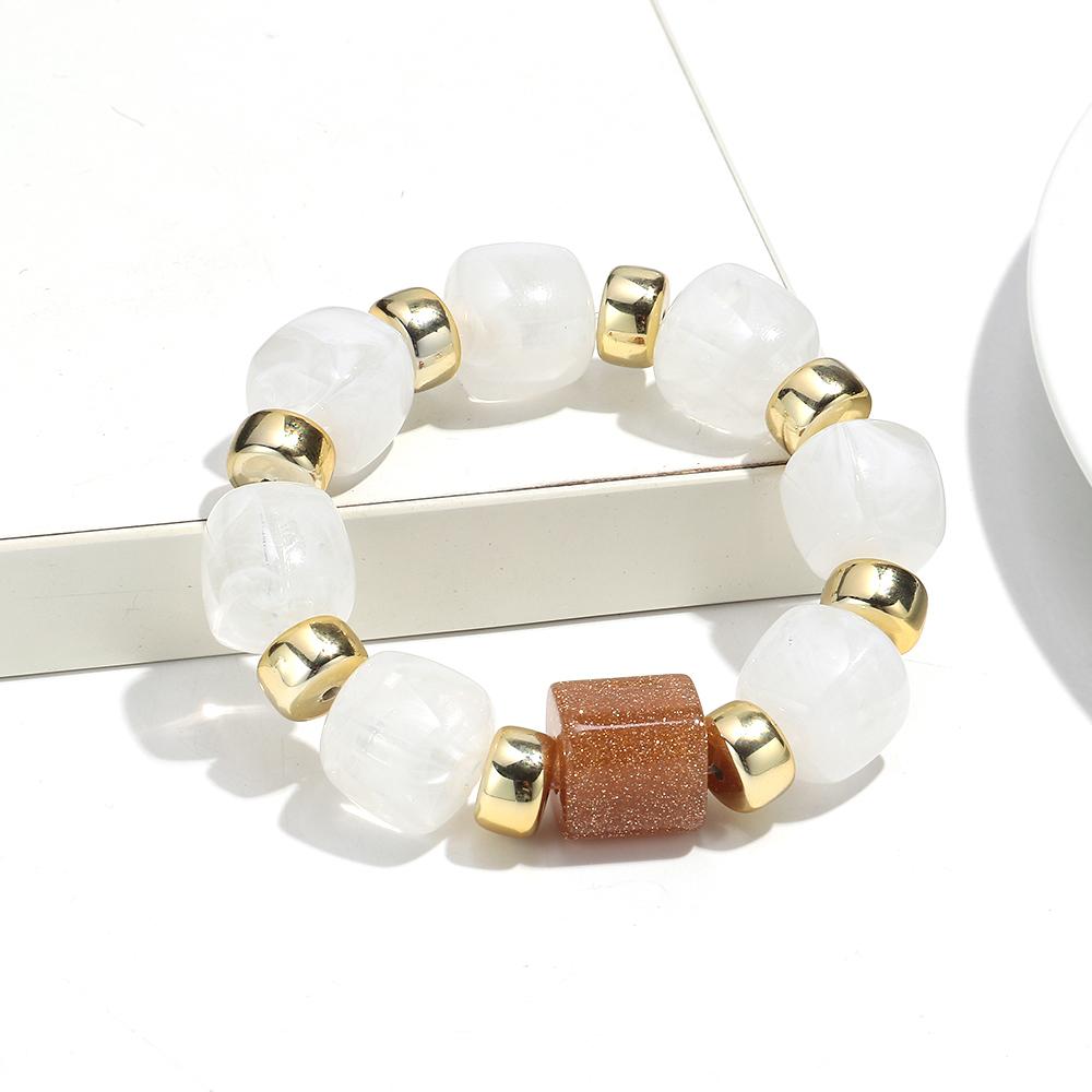 Fashion Acrylic Big Square Beads Bracelet for Women New Trendy Colorful Imitation Stone Strechy Bracelets Statement Jewelry Gift