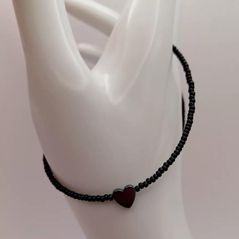 Gioielli Vetro di Cristallo Perline di Riso Pietra Nera Collana Catena Clavicola Vento Semplice Collana Femminile