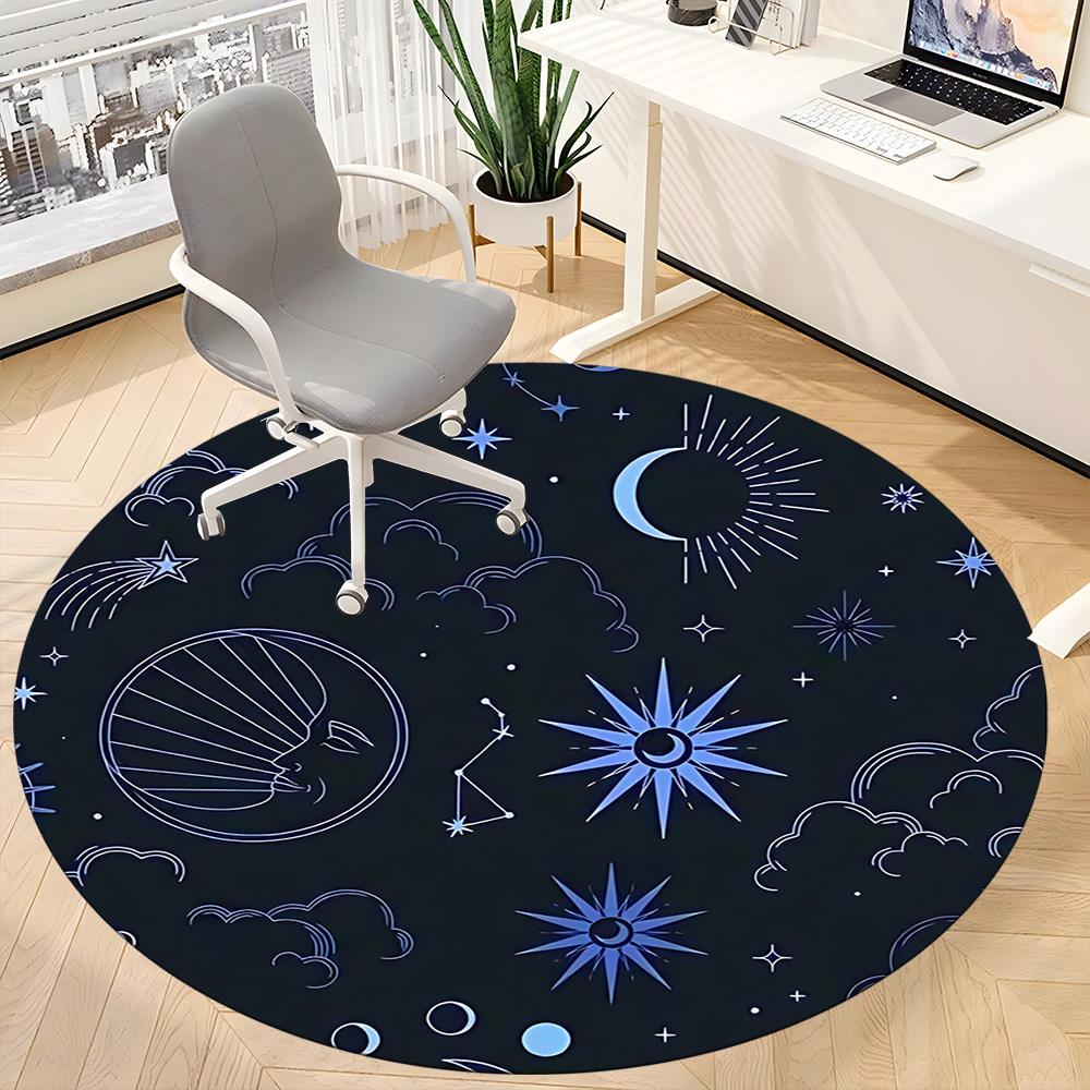 1pc Celestial Patterns Chair Carpet for Office Non-Slip, Machine Washable Rug for Office, Room - Polyester, Machine Made yy251029171