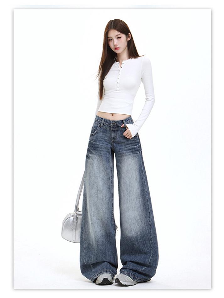 Dark Blue Low-Rise Retro Flare Jeans for Women - Autumn Slimming Micro Style XL