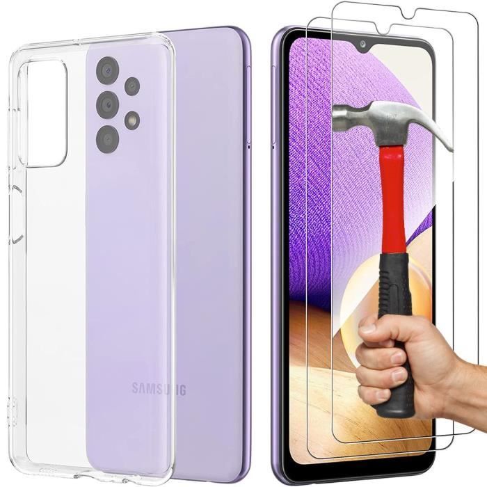Coque Transparente pour Samsung A32 5G - PROSHOP - Gel Souple - Transparent - 6,5 pouce - 2 Verres Trempés