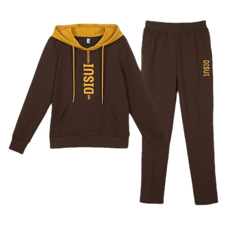 Casual Sportswear Suit Women's Autumn and Winter Fashion Large Size Loose Running Hooded Sweatshirt Two-piece Set