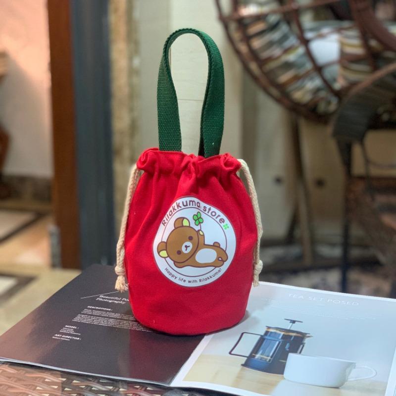 New Canvas Bundle Portable Tote Bag Thermos Cup Braised Cup Protective Bag Thermal Insulation Bucket Bag Handheld Mom Bag