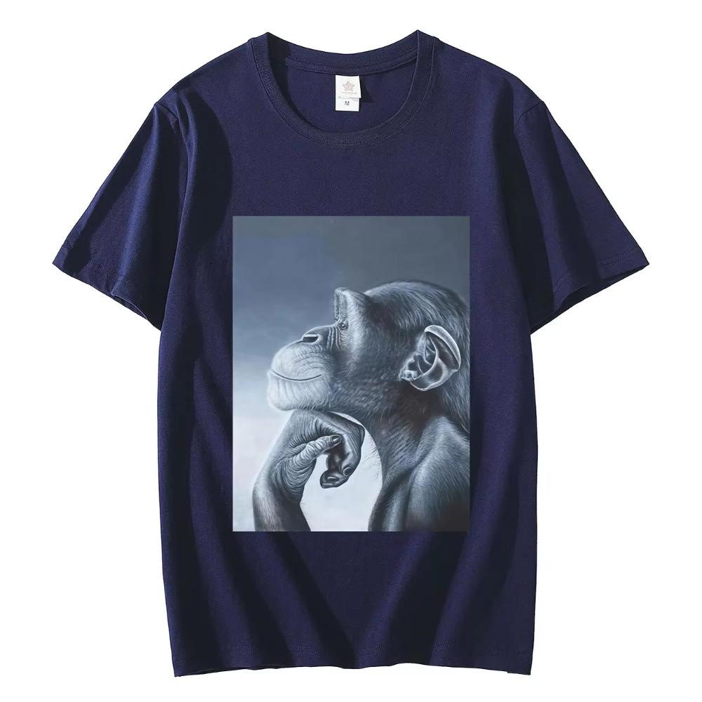 Funny Rage Bait Monkey Meme T-shirts Fashion Vintage Short Sleeve T-shirts Men Women Clothing Summer Cotton T Shirt