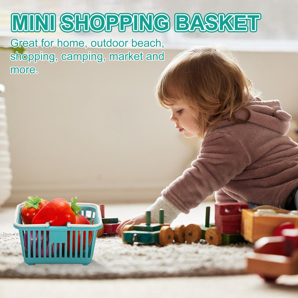 3PCS Mini Shopping Basket Small Plastic Basket Basket Grocery Tiny with Handles Organizer Filtered Water for Toys Fruits Snacks