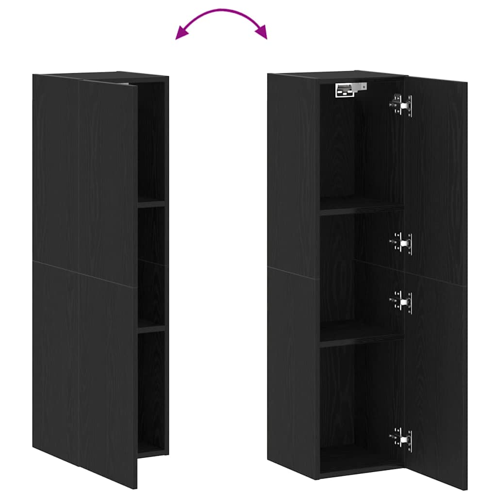 Wall Mounted TV Cabinet Black Oak Effect 30.5 x 30 x 110 cm