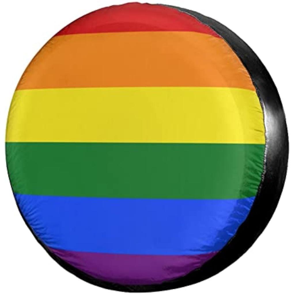 LGBT Rainbow Flag Spare Tire Cover Waterproof Dust-Proof Wheel Protector for RV SUV Truck