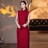Red sleeveless national style new Chinese cheongsam improved young 1011 new women's high-end engagement toasting dress