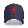 Cappellino da Baseball Nero con Logo Foglia d'Acero Canadese e Design a Cerchio Rosso Cappello Classico Regolabile per Uomo e Donna Abbigliamento da Esterno