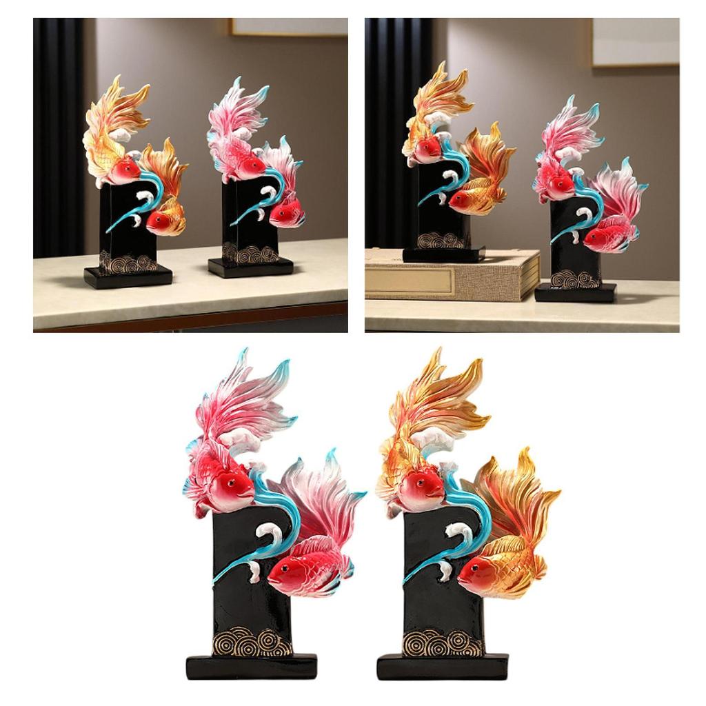 Koi Fish Sculpture Resin Table Centerpiece for Office New Year Entrance