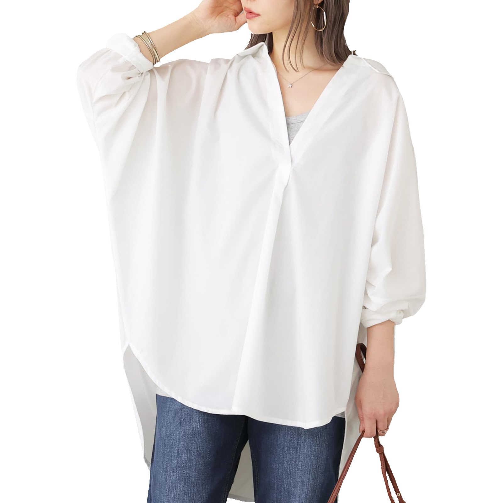 

Oshare Walker Neck Silhouette Dolman Skipper Open Perfect for tan0123 n OrLABEL [Skipper Shirt] Women s Tops, Blouses, Style, Shirt, Collar, Simple, белый