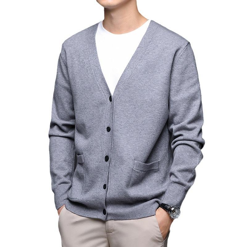 Men’s Slim Fit V-Neck Button-Up Knit Cardigan