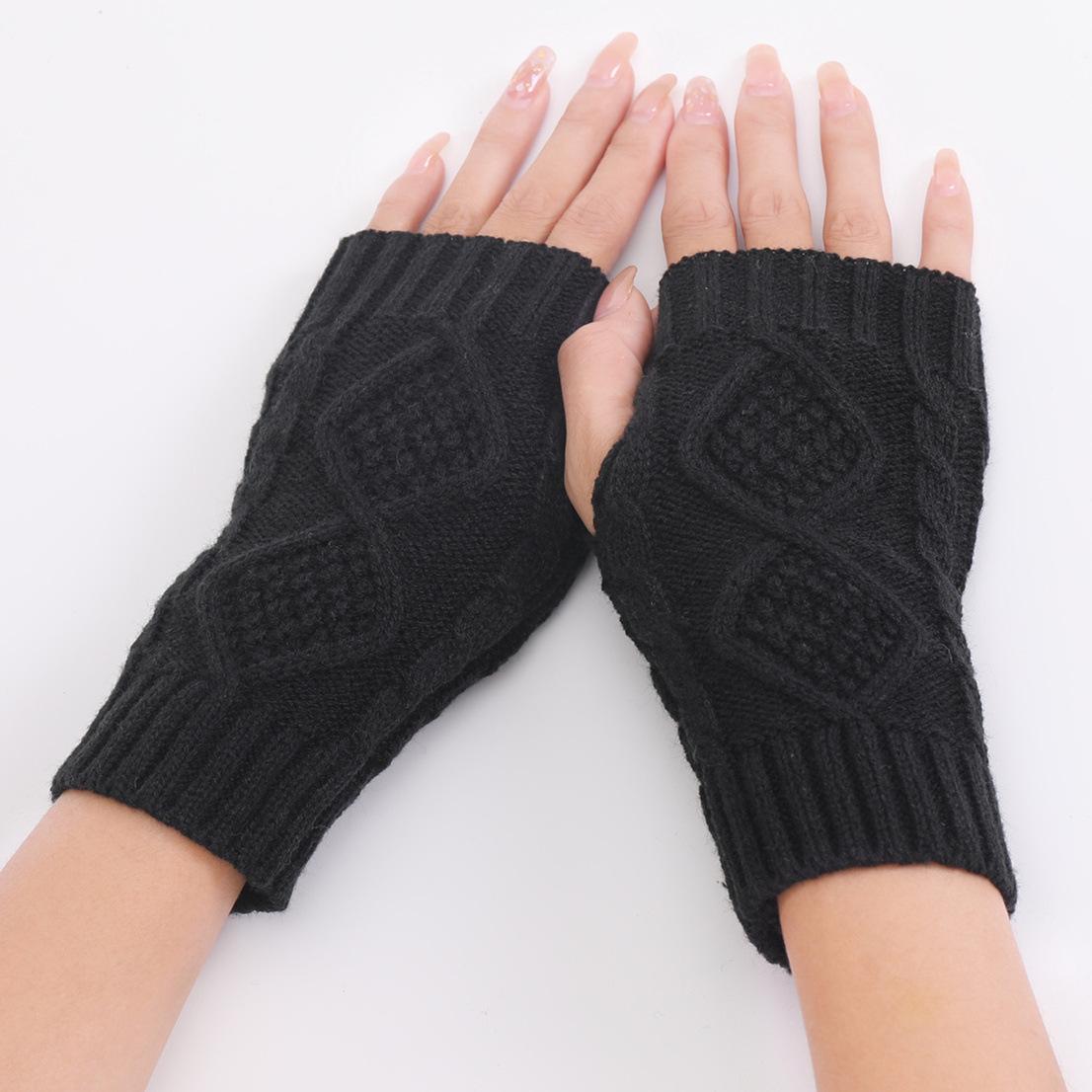 

Short Diamond shaped New Knitted Wool Warm Half Fingerless Gloves Autumn and Winter Women s Fashion Sleeves Fake Sleeves