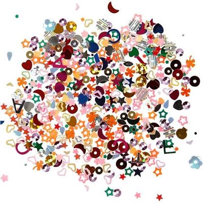 Mixture of Small Glitters In Various Shapes and Colors. Ref 52173