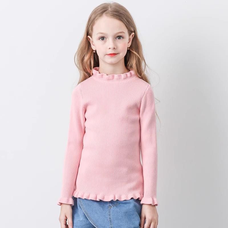 Dětský svetr pletený z jádrové příze v korejském stylu s vysokým límcem - podzimní/zimní pulovr pro střední a velké děti