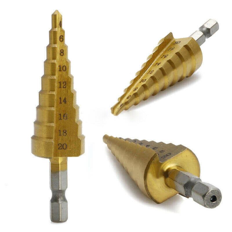 4-20mm HSS Titanium Coated Step Drill Bit Drilling Power Tool Metal High Speed Steel Wood Hole Cutter Step Cone Drill