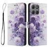 Wallet Case for Moto G17 - Leather/PU, Purple, With Lanyard