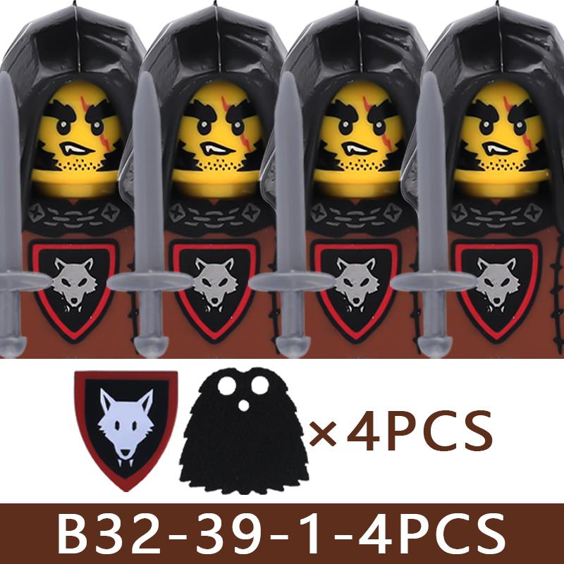Medieval Castle Soldier Figures Building Blocks Knight Orc Warrior Dragon Wolf Animals Battle Flags Accessories Bricks Toys Boys