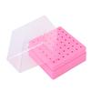 49 Holes Nail Drill Bit Holder Display Case with Transparent Cover Nail Drill Bits Storage Box Pink