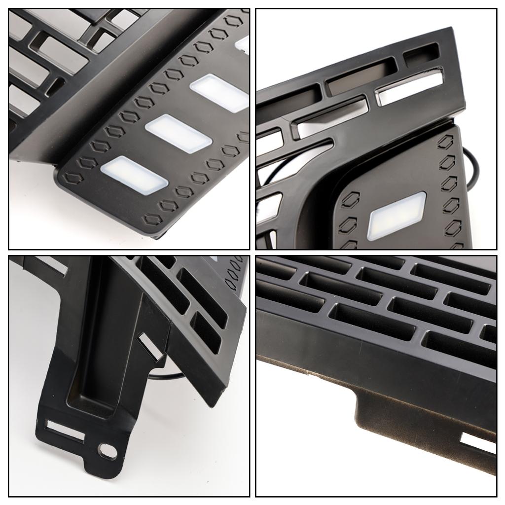 Matt Black Front Bumper Grill Grille Fit Ford Ranger T6 2012-2014 W/ LED Light