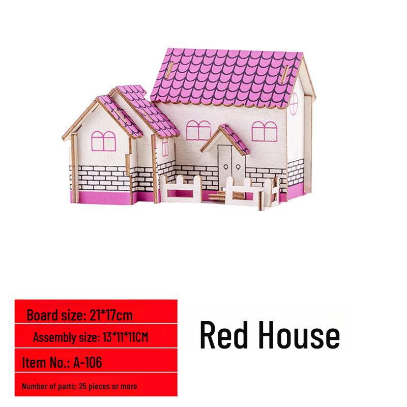 3D Holzpuzzle Hausmodell: Lernspielzeug für das frühe Lernen von Kindern