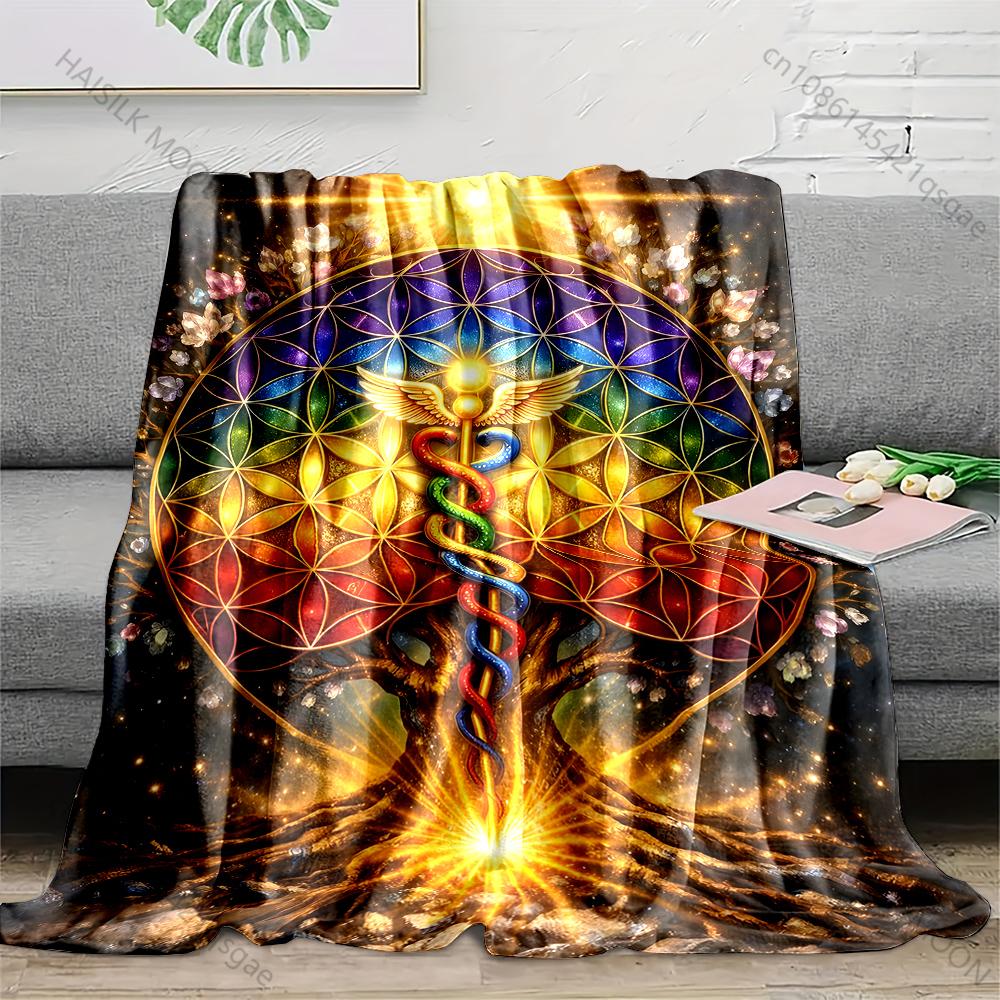 

1PC Colorful Flower of Life Pattern Blanket Suitable for Home Bedroom Sofa Travel Camping Blanket Various Sizes for Gifts 75x100cm