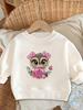 Bright Colored Printed Pattern, Comfortable and Skin Friendly for Baby Girls, Versatile Round Neck Hoodie for Daily Use In Spring and Summer