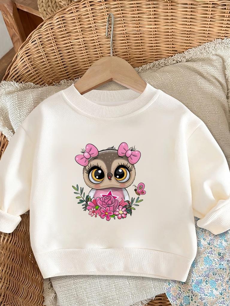 Bright Colored Printed Pattern, Comfortable and Skin Friendly for Baby Girls, Versatile Round Neck Hoodie for Daily Use In Spring and Summer