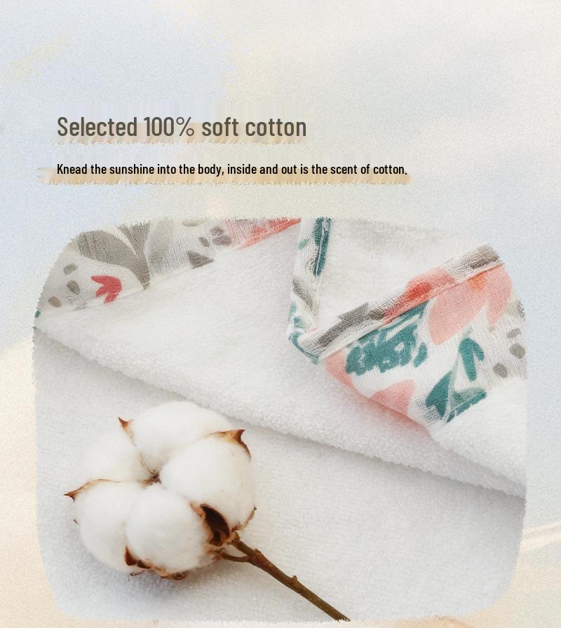 Newborn Pure Cotton Hooded Poncho Bath Towel - Thickened for Autumn/Winter