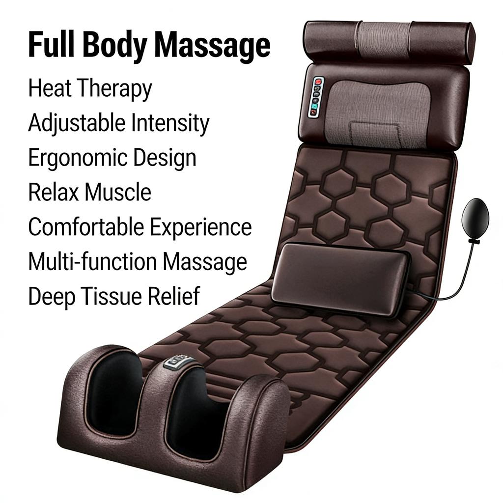 Full-Body Multifunctional Massage Mattress, Cervical and Lumbar Intelligent Massage Pad, Home Electric Heating Massage Device
