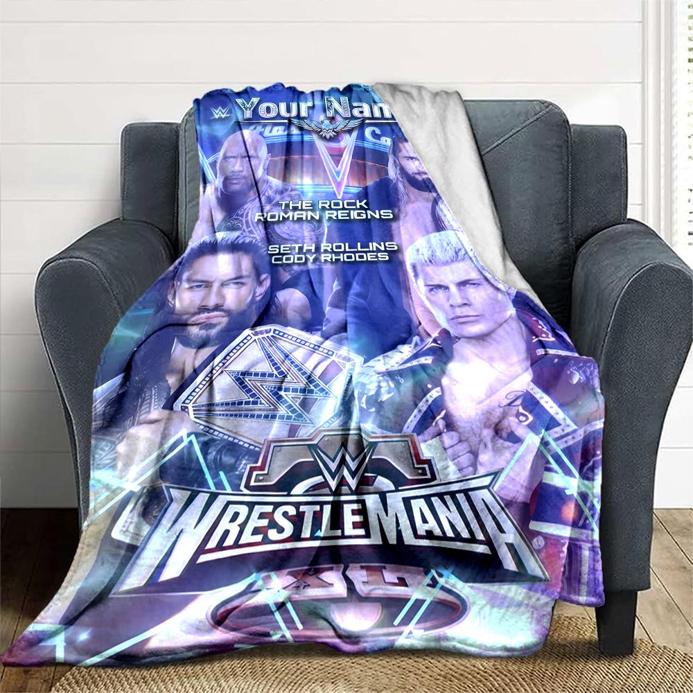 Wrestlemania Customize Your Name Blanket Gift Personalized Blanket Warmthful Decor Suitable for Home Decor Livingroom Bed Sofa All-Season Use