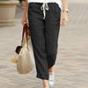 Premium New Women's Loose Cotton - Linen Jogger Pants. Drawstring Elastic Waist, Capri Tapered, with Pockets for Daily Comfort