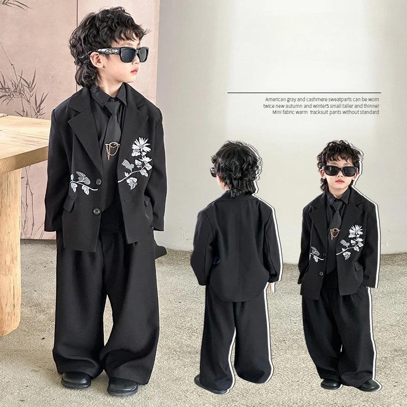 Kostuum Jongens Borduur Casual Blazers Twee Delen School Tiener Kinderen Kleding Set Lente Herfst Mode Jas Broek Meisjes Kostuum