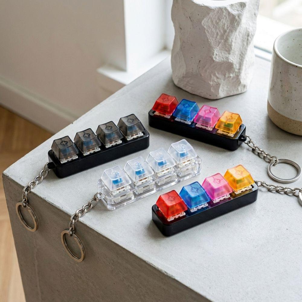 Transparent Mechanical Switch Keyboard 4 Keys Keyboard Fidget Clicker  Home Use