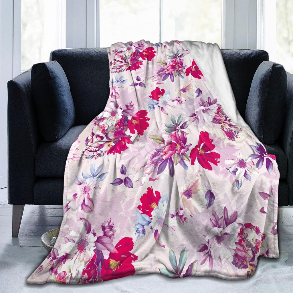 Цветочный Череп Плед Винтажный Пион Пушистый Потрясающе Мягкий Плед Для Кровати Дивана Все Сезоны