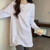 Design sense niche split fork foreign style bottoming shirt women's autumn pure cotton white inner long-sleeved t-shirt cover butt top