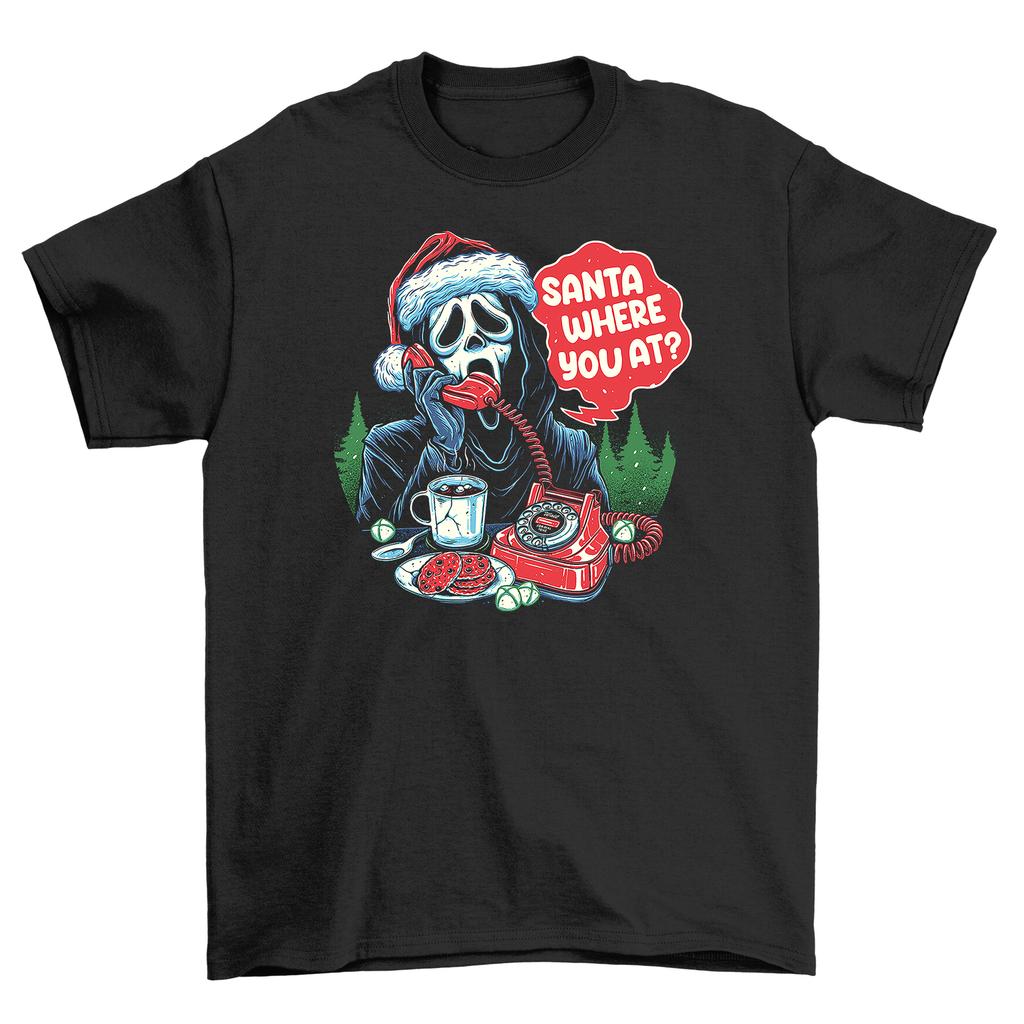 Santa Where You At Ghost T-Shirt Mens Womens Tees Top - Spooky Humor with a Twist! Unisex, Funny Desi