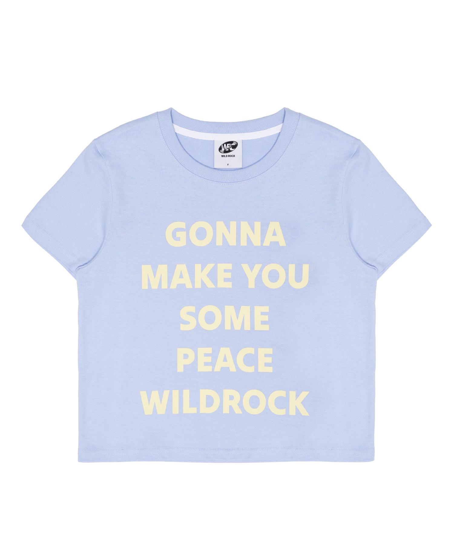 Wild Rock Wild Peace Lettering Crop Top_Sky Blue Free