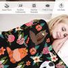 Cat Flower Digital-printed Polyester Bedroom Velvet Flannel Soft Sofa Cover Blanket Fleece Soft Sofa Cover Blankets for Beds