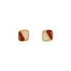 Maillard Contrasting Amber Stud Earrings Retro Hong Kong Style Earrings Women'S Light Luxury High-End Fashion Versatile Earrings