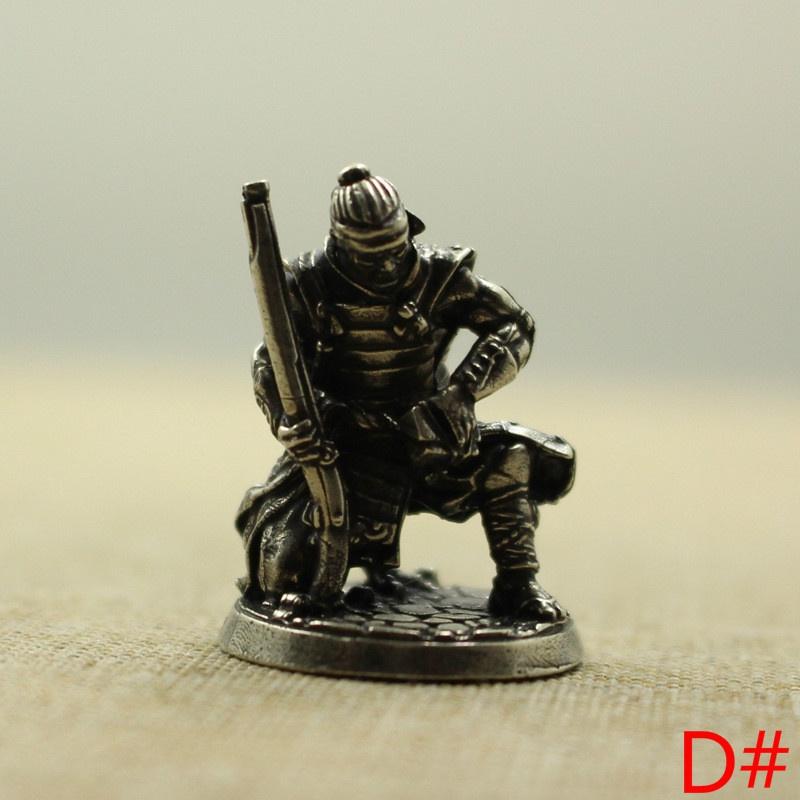 White Copper Japanese Shogunate Samurai Gun Soldiers Figurines Miniatures Vintage Metal Soldiers Model Statue Desktop Ornament
