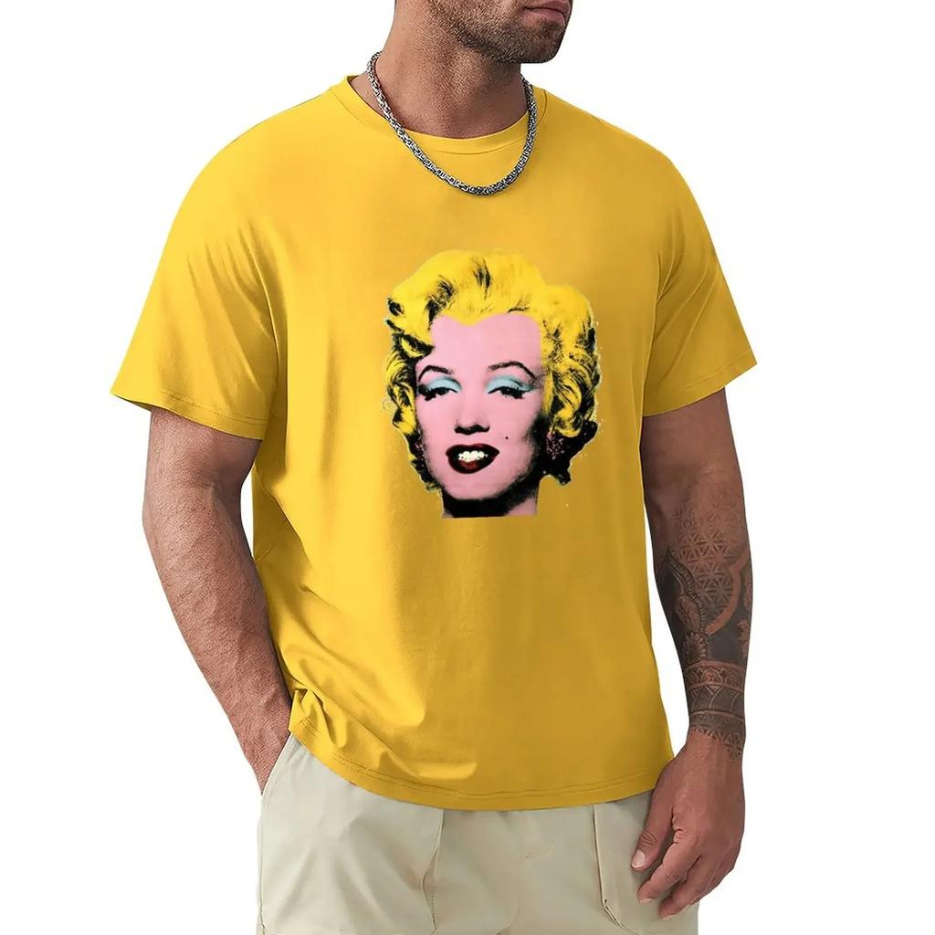 T-shirts unis de mode coréenne pour hommes Andy Marilyn Warhol Monroe Autocollant T-shirt Vêtements pour hommes Harajuku Graphique Surdimensionné coton