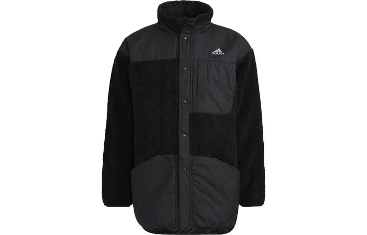 Adidas Velvet Jackets Men s Black Stand Collar Thickened H40911 XL