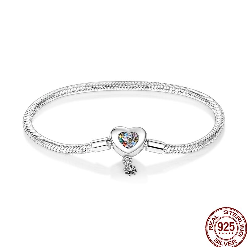 100% Silver Bracelet Fit Original Design Beads Charms DIY Jewelry Making Dazzling CZ Chain Bracelet For Women