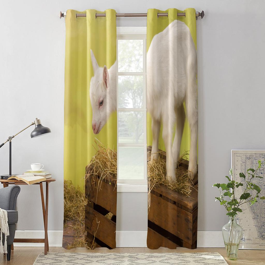 Zwierzę Koza Zasłona Okienna Sypialnia Pokój Dzienny Zasłony Okienne Dekoracja Kuchni Rolety Zasłona